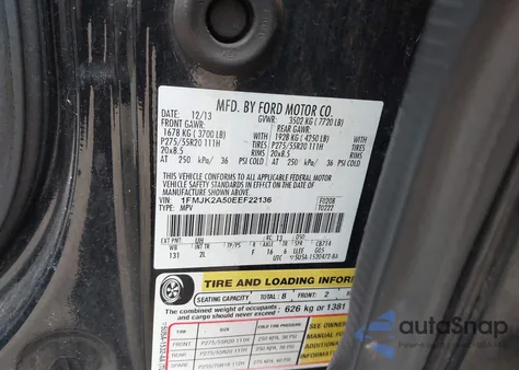 2014 Ford Expedition El Limited from USA, damaged, VIN 1FMJK2A50EEF22136